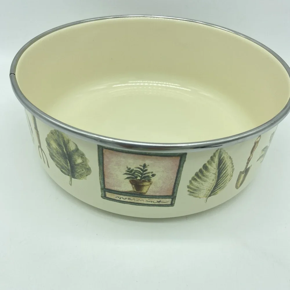 Pfaltzgraff Naturewood Set Of 2 Enamel Metal Nesting Storage Mixing Bowls No Lid